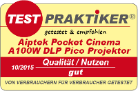 testmarke Aiptek Pocket Cinema Projektor